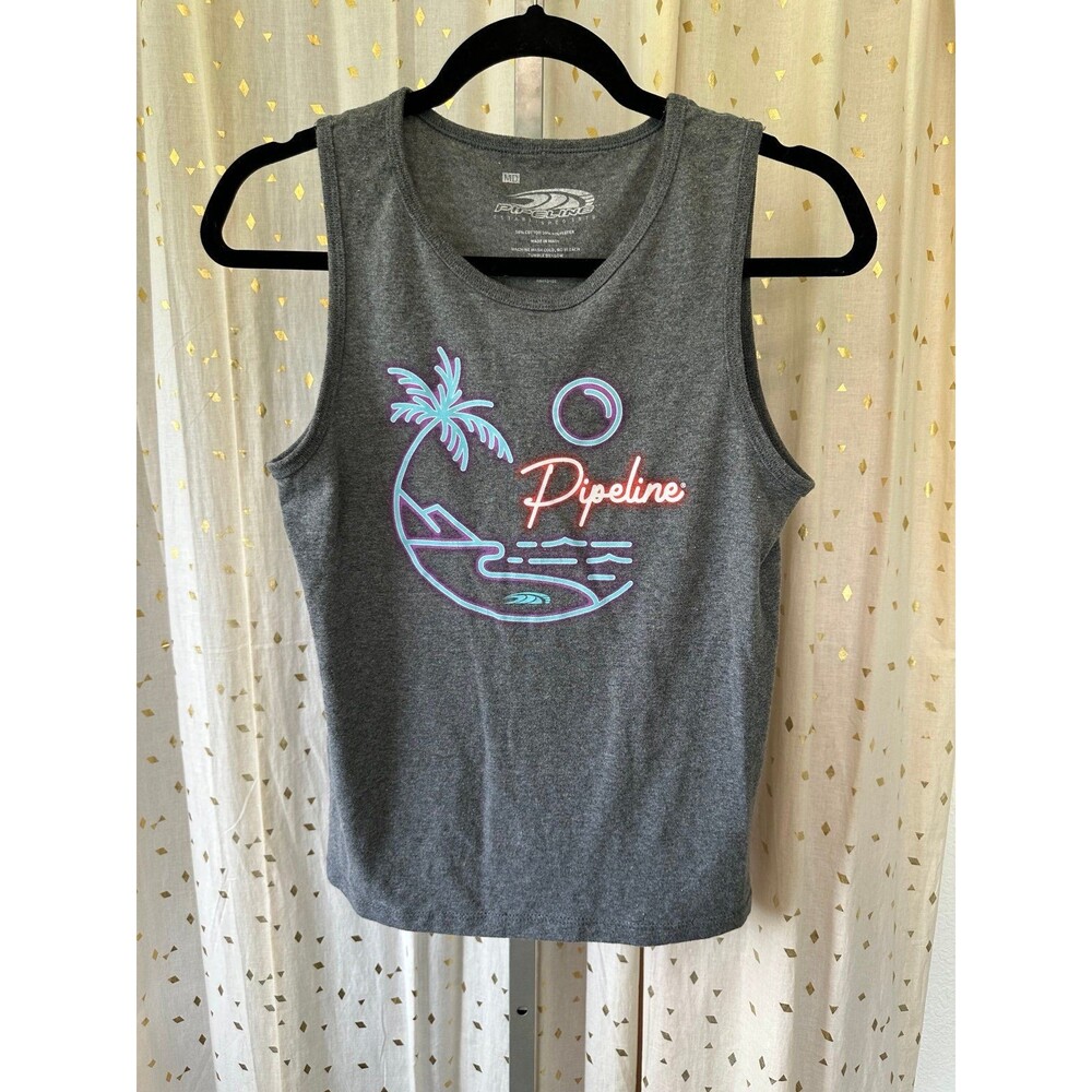 Pipeline Big Girls Tropical Neon Sunset Graphic Retro Tank Top M